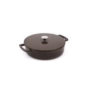 Emaliowany żeliwny niski garnek Ember 28 cm brązowy