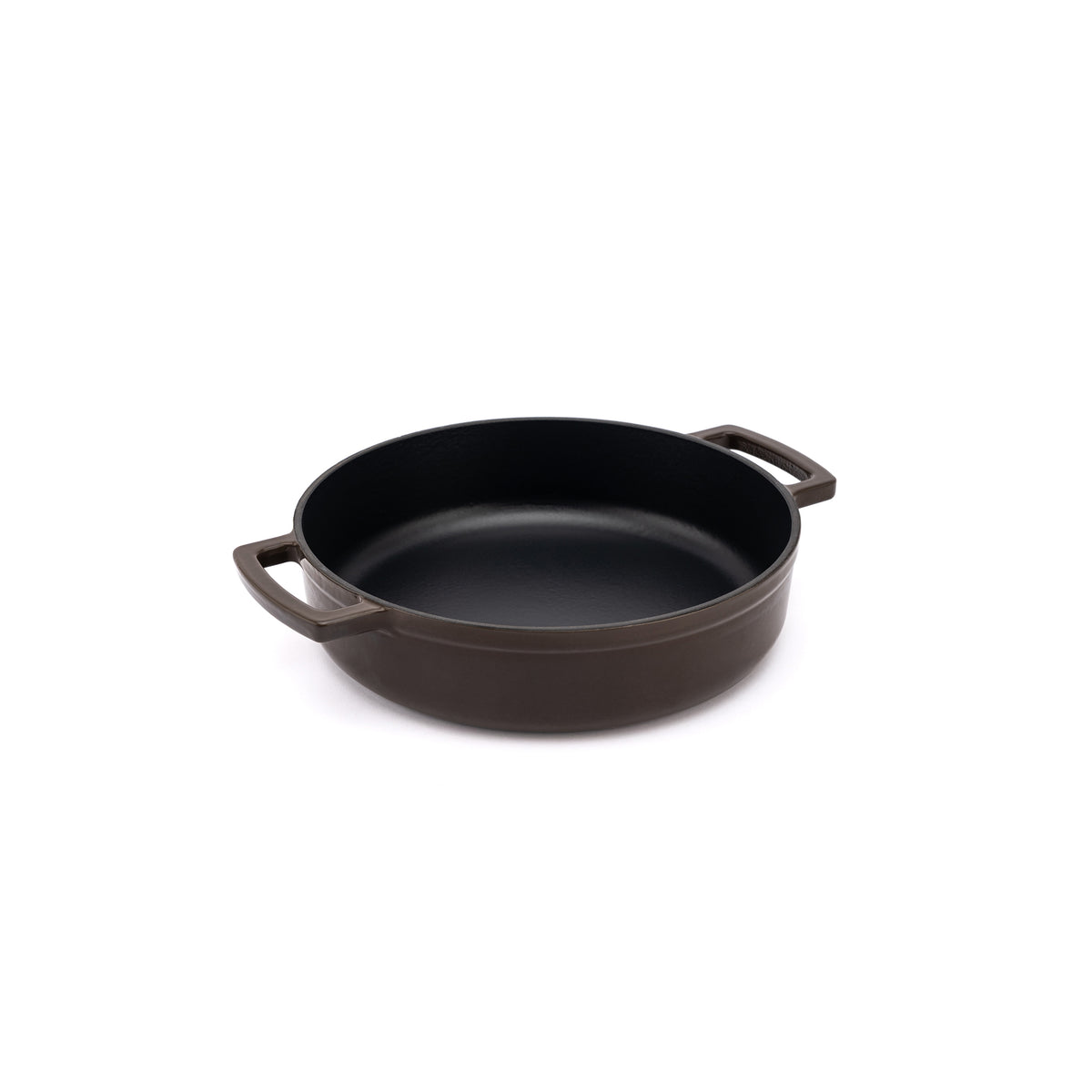 Emaliowany żeliwny niski garnek Ember 28 cm brązowy