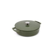 Emaliowany żeliwny niski garnek Ember 28 cm oliwkowozielony