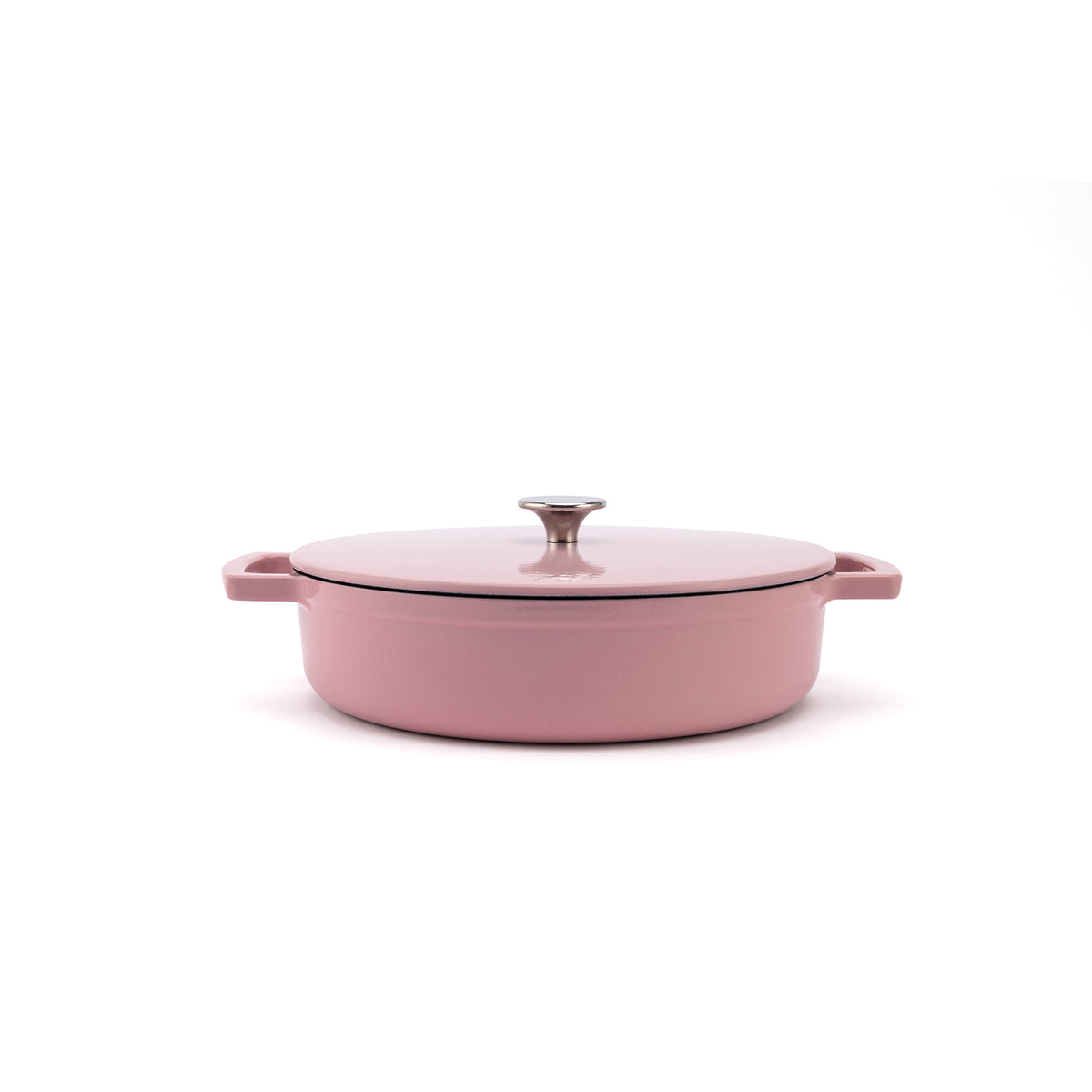 Emaliowany żeliwny niski garnek Ember 28 cm różowy