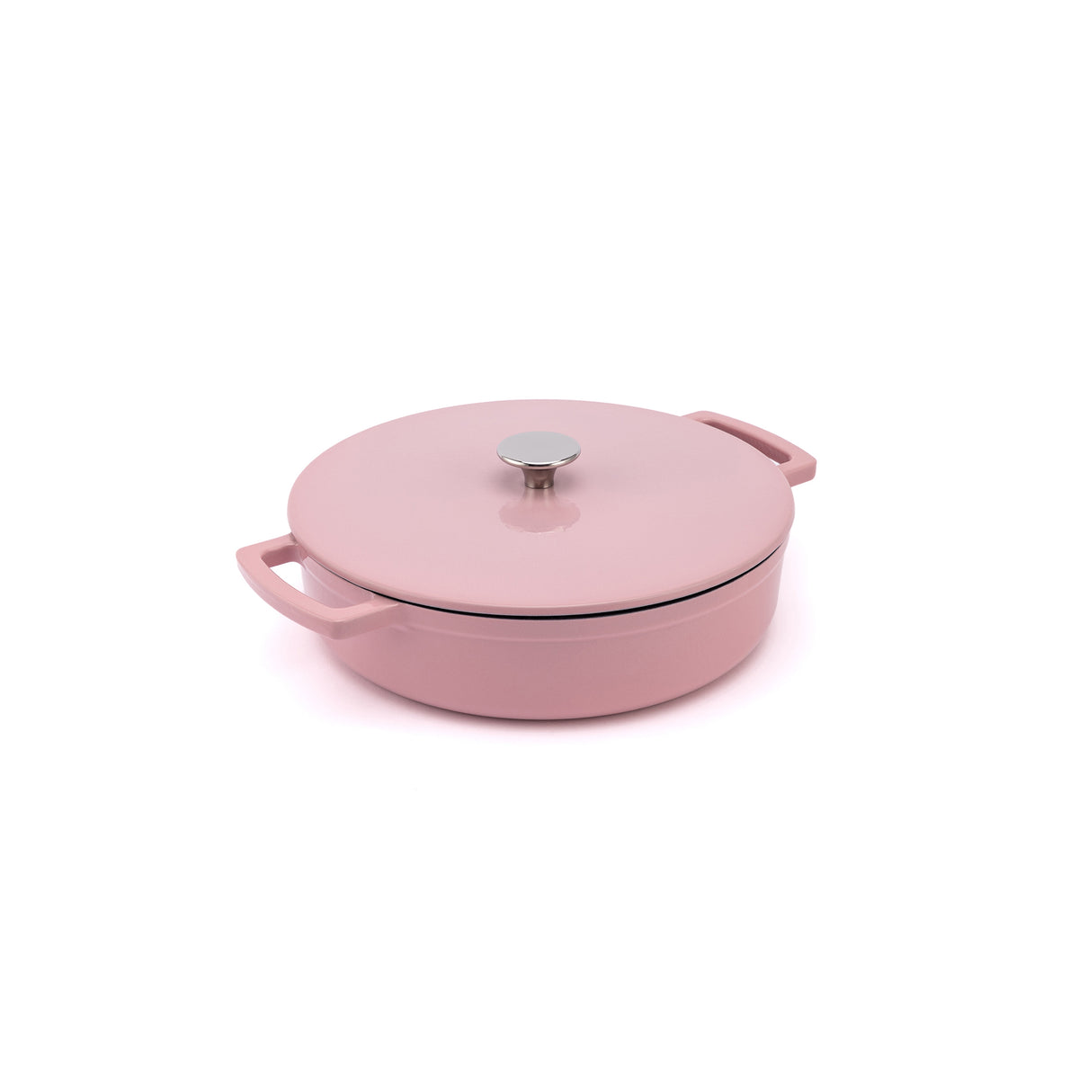 Emaliowany żeliwny niski garnek Ember 28 cm różowy