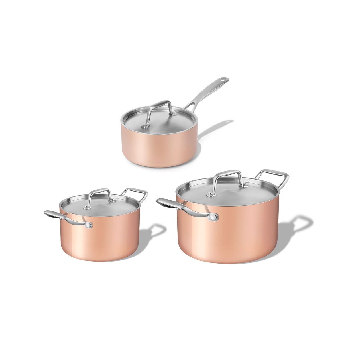 Zestaw miedzianych garnków Tria Copper 3 szt.