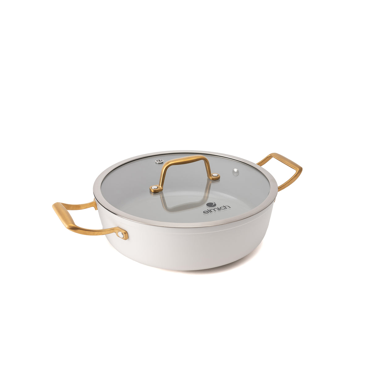 Głęboka patelnia ceramiczna Zen Ø 28 cm z powłoką nieprzywierającą – kremowozłota