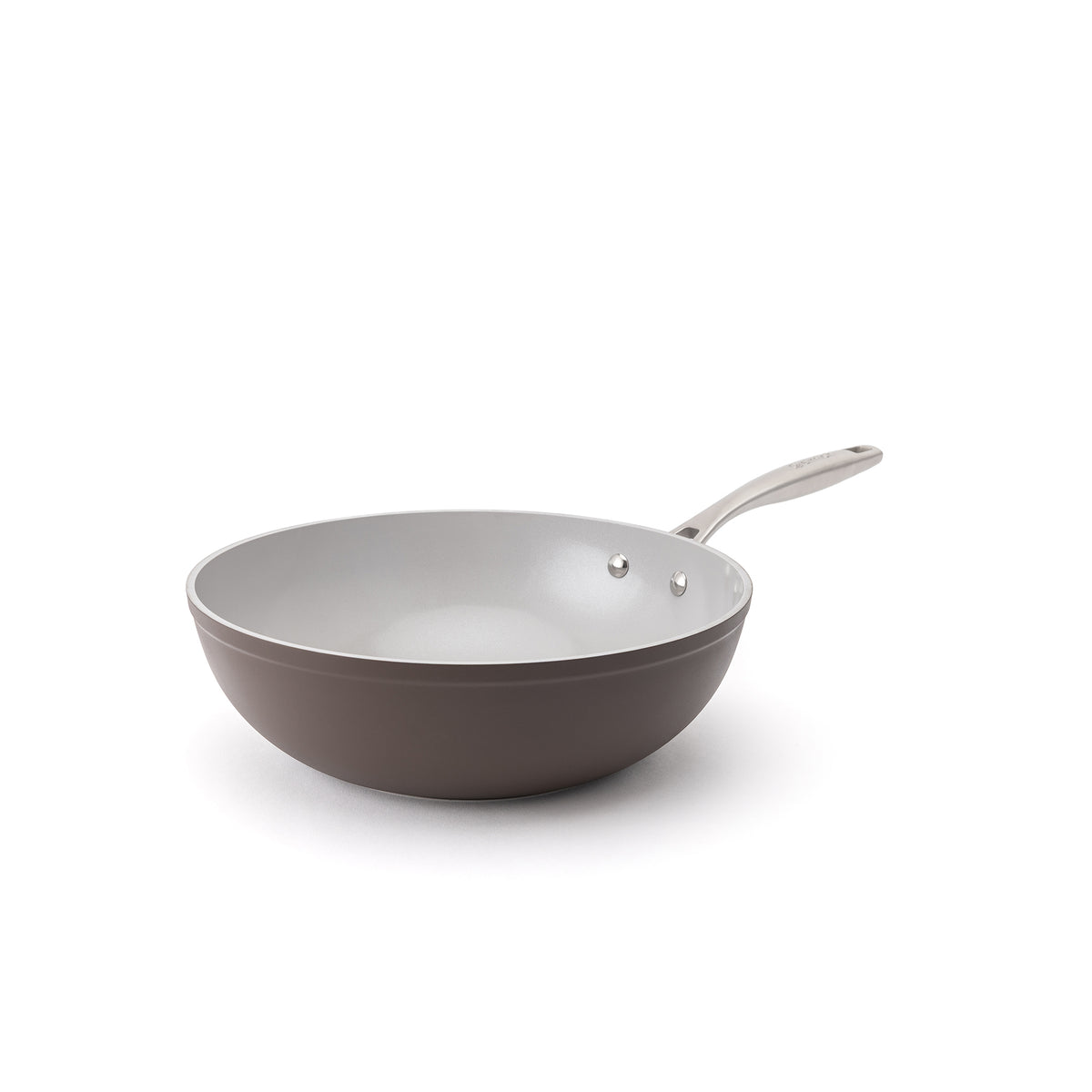Nieprzywierająca ceramiczna patelnia wok Zen Ø 28 cm – brązowa