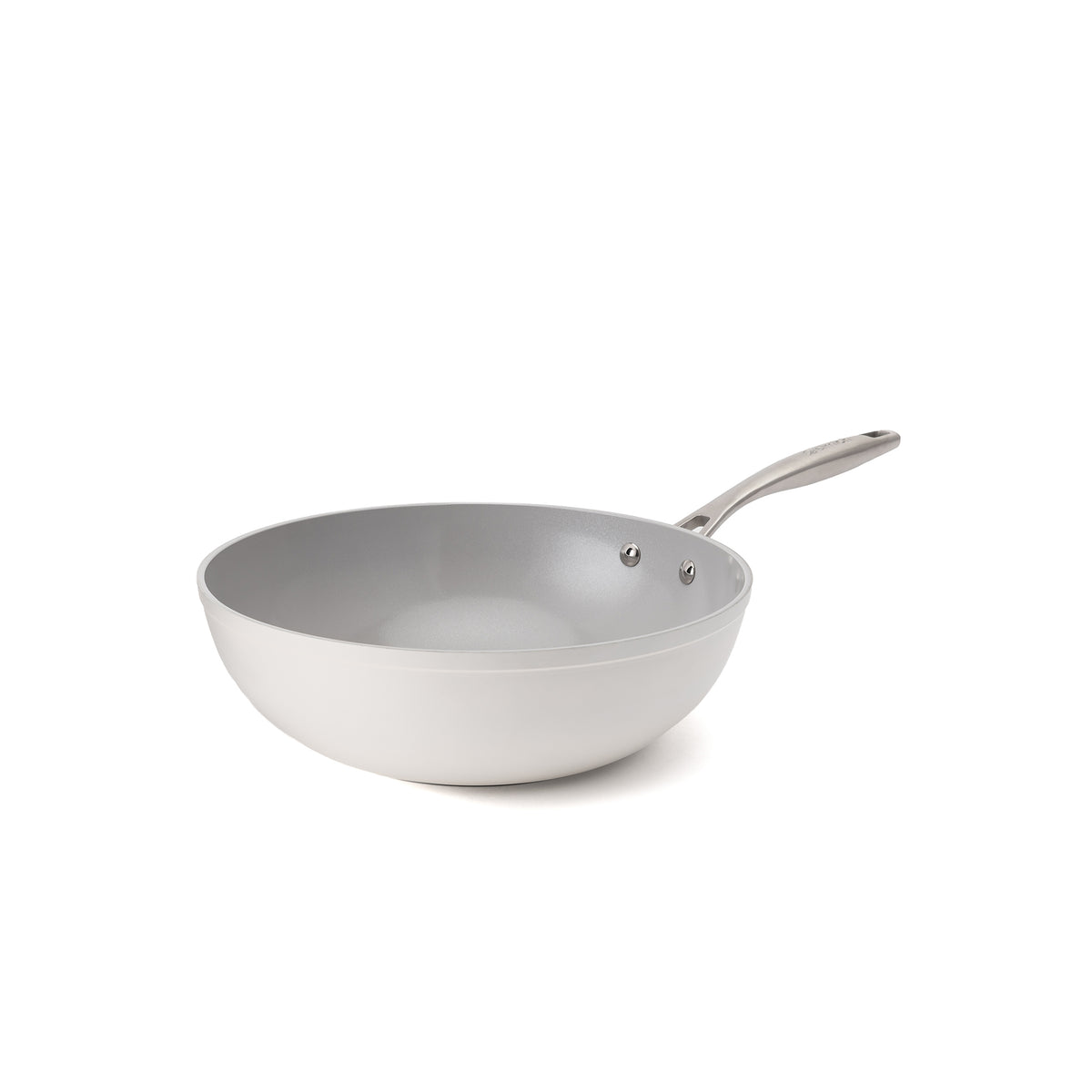 Nieprzywierająca ceramiczna patelnia wok Zen Ø 28 cm – kremowobiała
