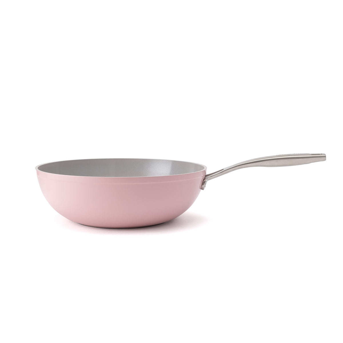Nieprzywierająca ceramiczna patelnia wok Zen Ø 28 cm – różowa