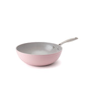 Nieprzywierająca ceramiczna patelnia wok Zen Ø 28 cm – różowa