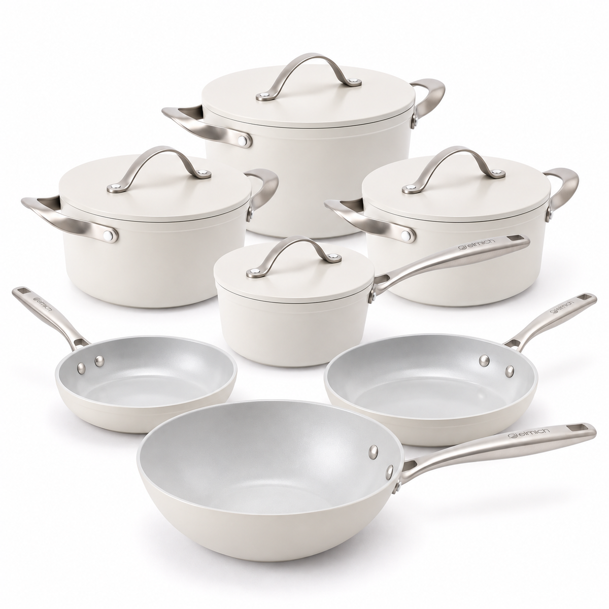Kompletny zestaw naczyń ceramicznych Zen 7 szt. - kremowobiały