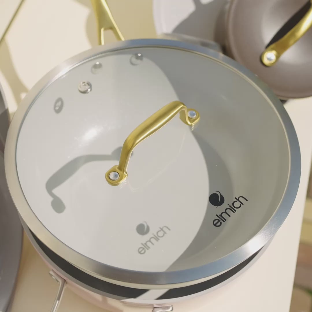 Wczytaj wideo: Nieprzywierająca patelnia ceramiczna Zen Ø 20 cm – brązowo-złota