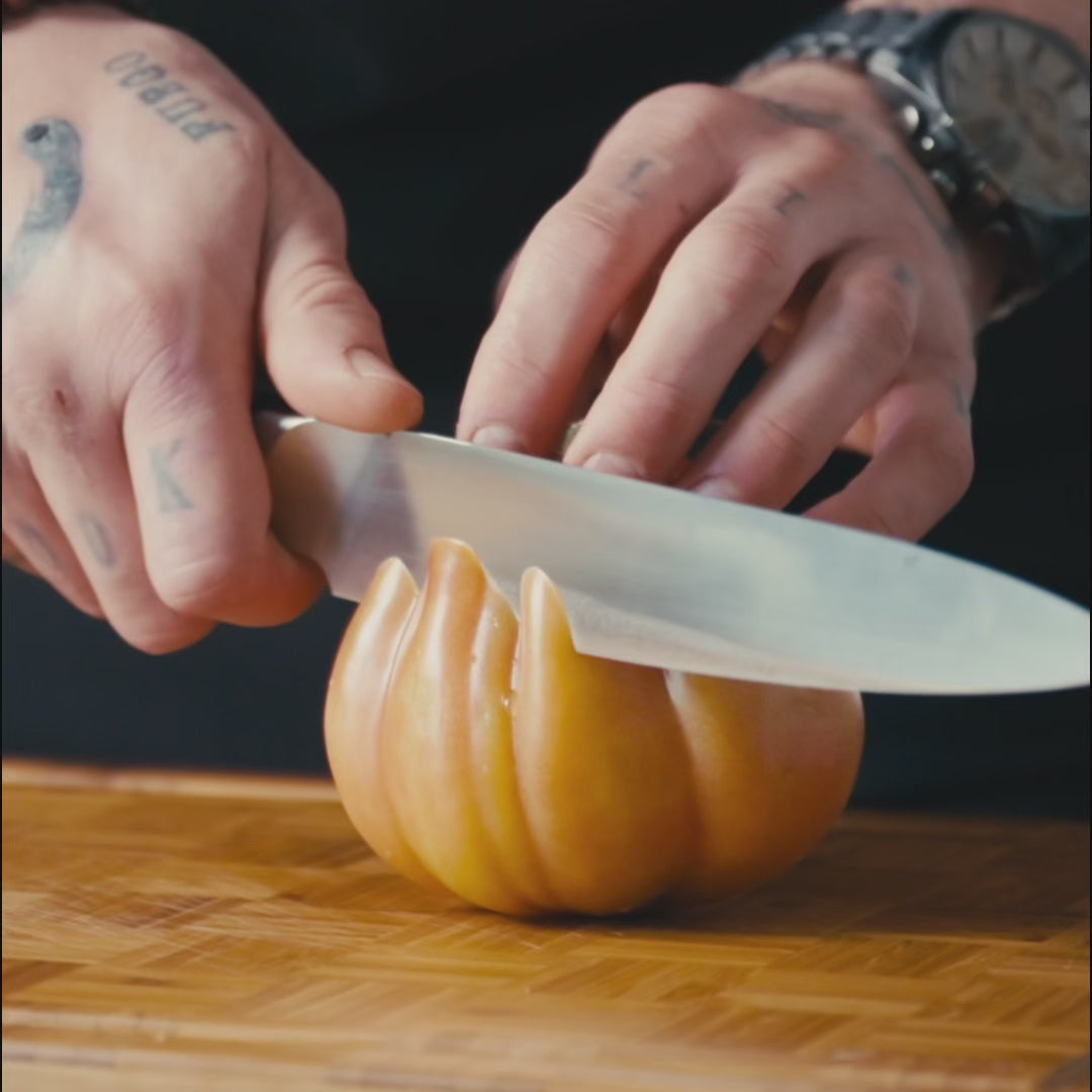Wczytaj wideo: Nóż do krojenia z niemieckiej stali 20 cm