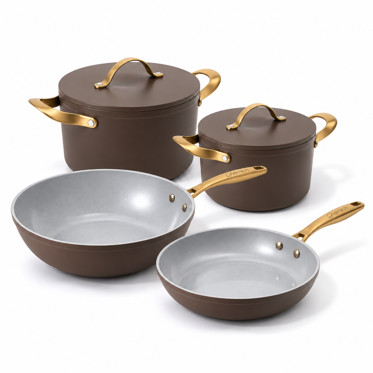 Rodzinny zestaw naczyń ceramicznych Zen 4 szt. - brązowo-złoty