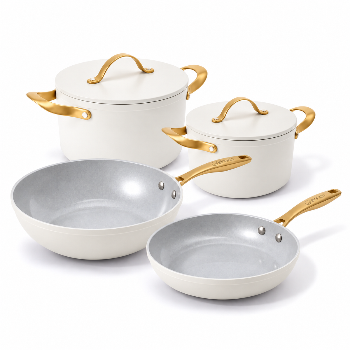 Rodzinny zestaw naczyń ceramicznych Zen 4 szt. - kremowo-złoty